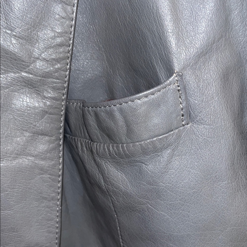 Gray Leather Blazer - image 5